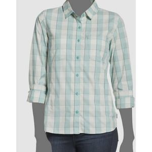 $60 The North Face Women Blue Plaid Sunblocker Long-Sleeve Button Shirt Size S